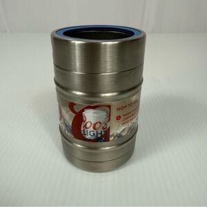 Silver Bullet Coors Light Stainless Steel Beer Can Koozie Blue Top Coozie